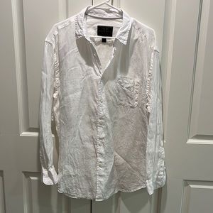 Men’s white linen shirt. Size Large. Jos A Bank.